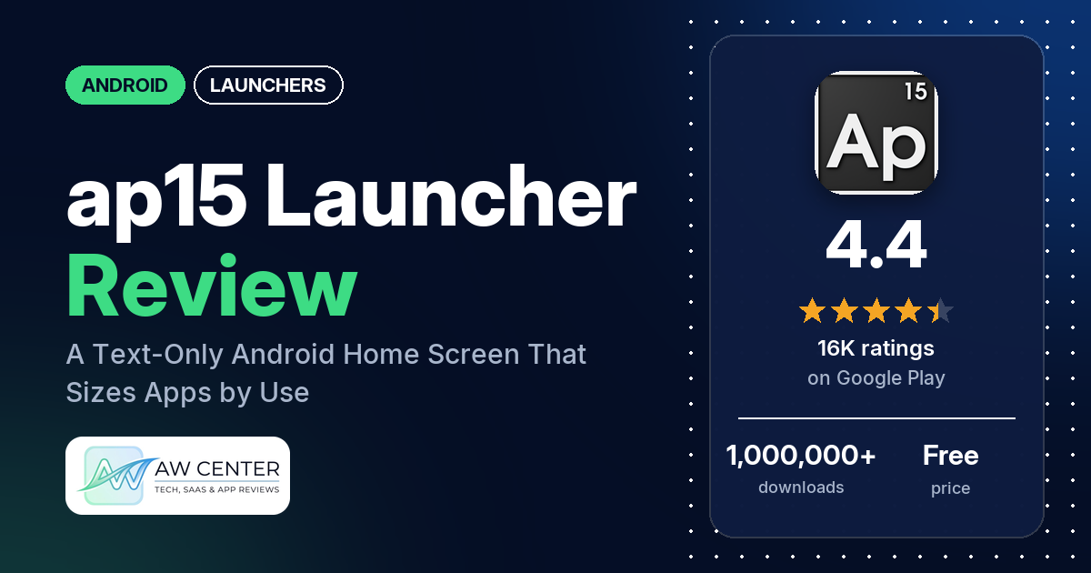 ap15 Launcher Review: A Text-Only Android Home Screen That Sizes Apps by Use