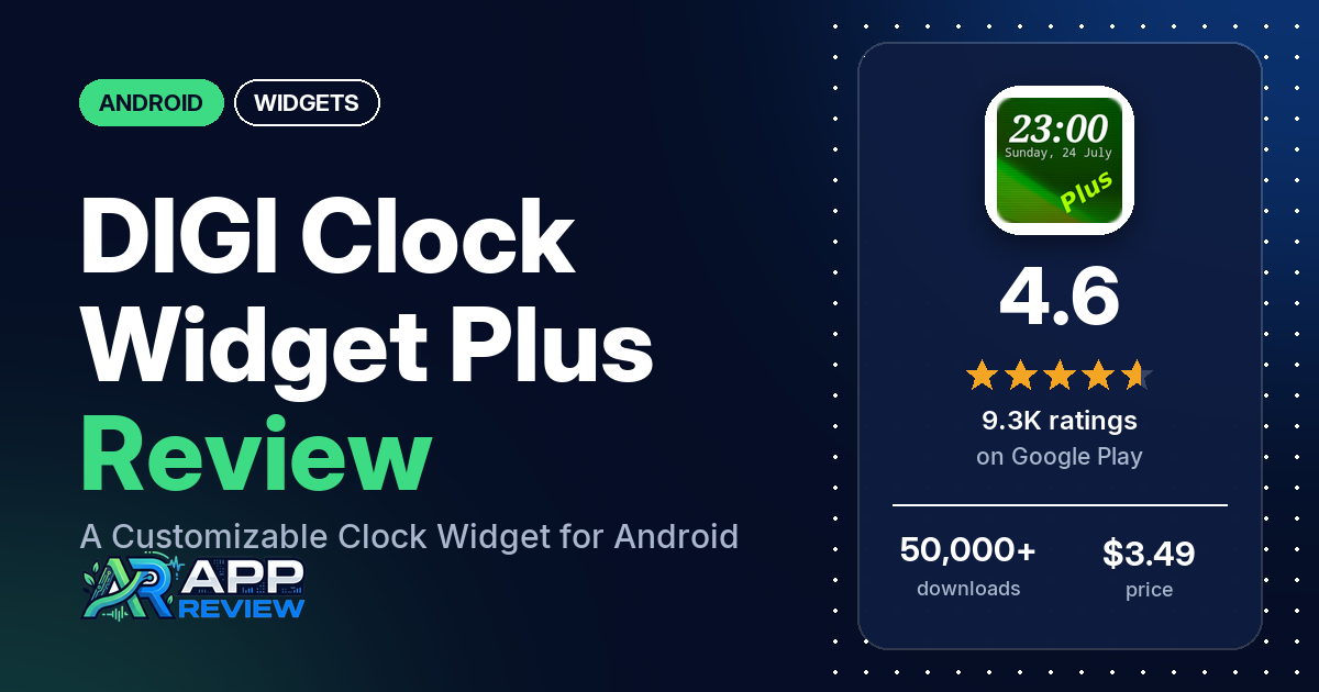 DIGI Clock Widget Plus Review: A Customizable Clock Widget for Android